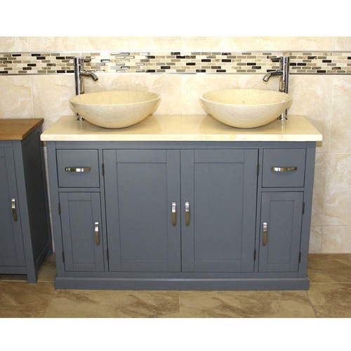 Grey bathroom double vanity - bathroom,
