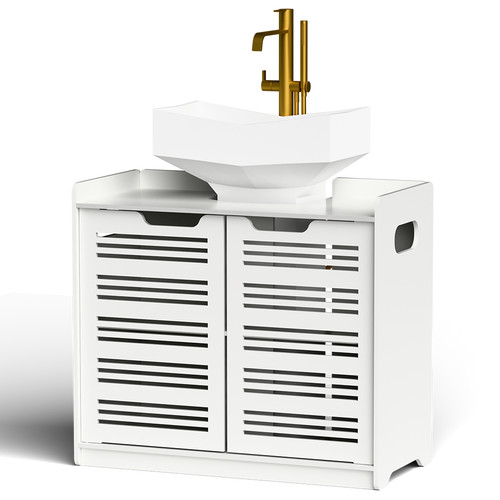 White double door under - under, sink